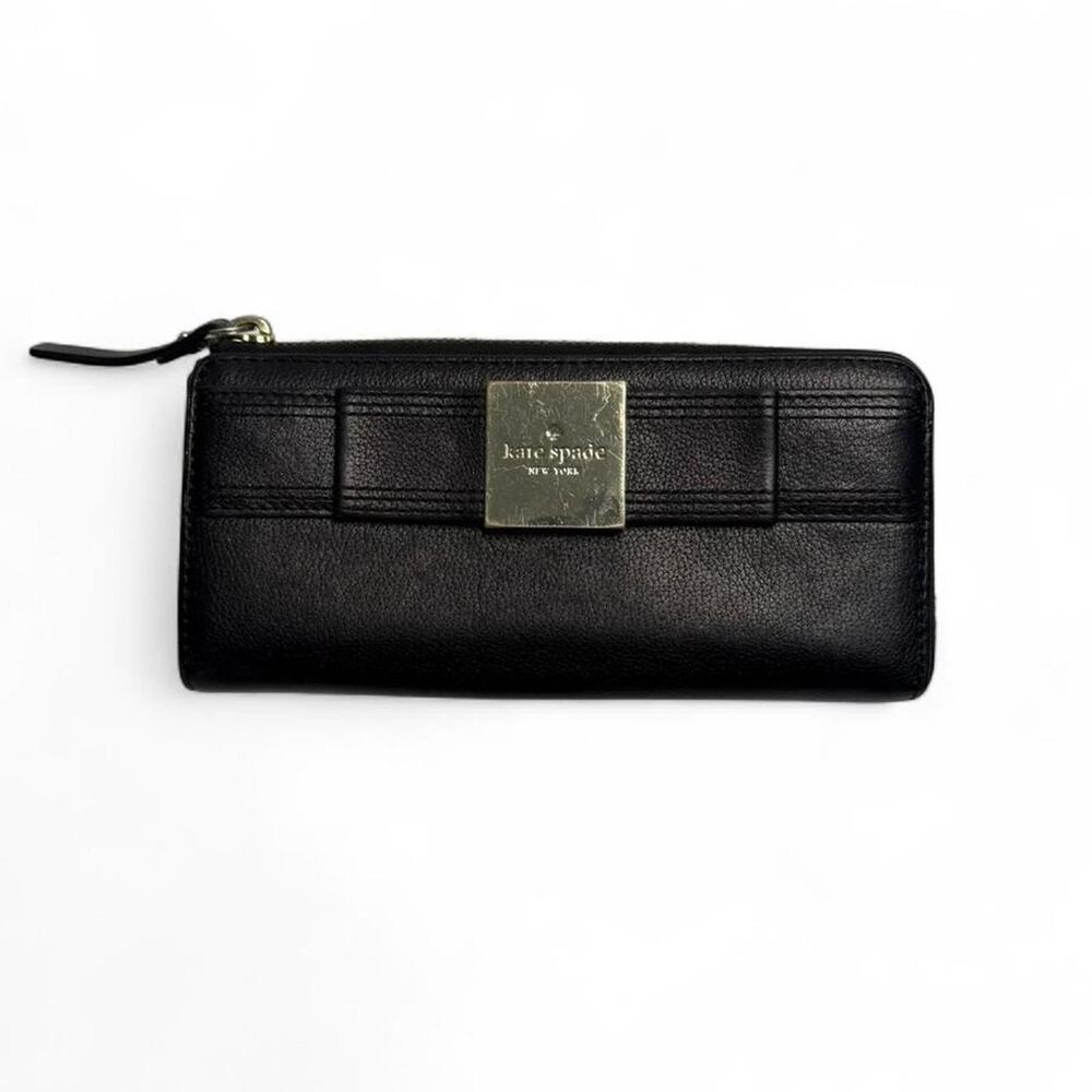 Kate Spade Primrose Hill Layton Leather Wallet Silver Hardware black & white